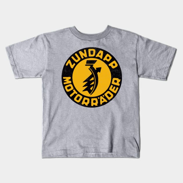 Defunct Zundapp Motorcycles / Faded Vintage Style Kids T-Shirt by CultOfRomance